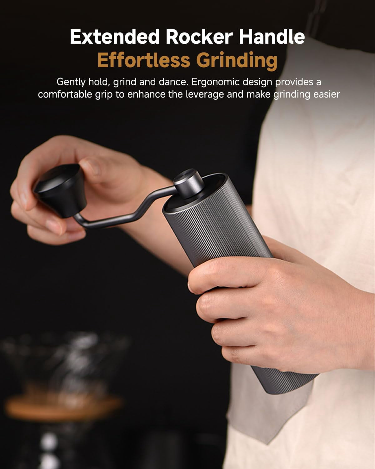 Manual Coffee Grinder with 30 Adjustable Settings, CNC Stainless Steel Burr for Espresso French Press
