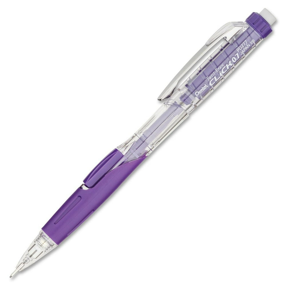 Pentel TwistErase Click Mechanical Pencil (0.7mm) Clear Barrel, Violet