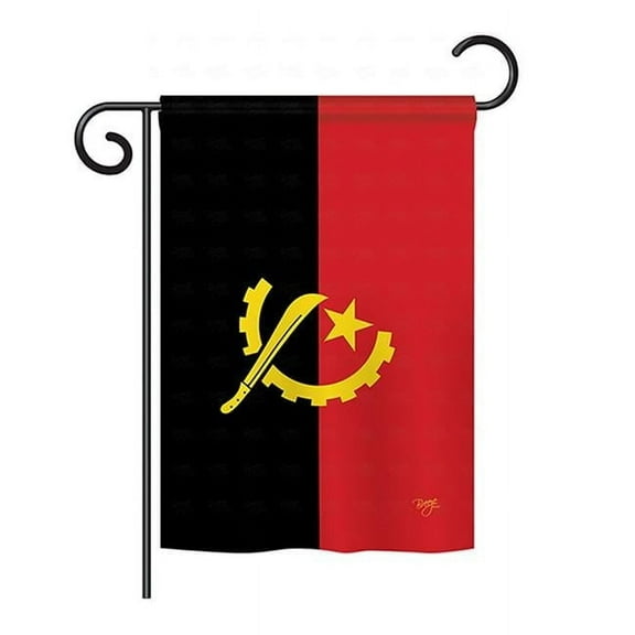 Breeze Decor BD-CY-GS-108286-IP-BO-D-US15-BD 13 x 18.5 in. Angola Flags of the World Nationality Impressions Decorative Vertical Double Sided Garden Flag Set with Banner Pole