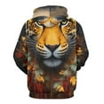 thumbnail image 3 of Tiger Face with Autumn Leaves Men's Women Vintage 3D Hooded Sweatshirt - All-Season Loose Fit Streetwear, 3 of 6