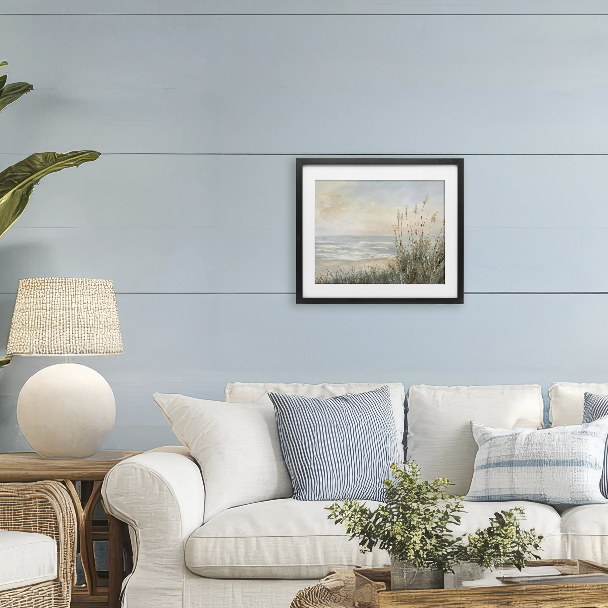 Stupell Industries Scenic Beach Dunes at Dawn Black Framed Print Under Glass, design by Petal Prints Design