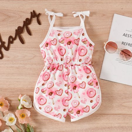 

Wiueurtly Toddler Girls Valentine s Day Sleeveless Letter Hearts Prints Romper Jumpsuit Clothes 12 18 Month Girl Clothes