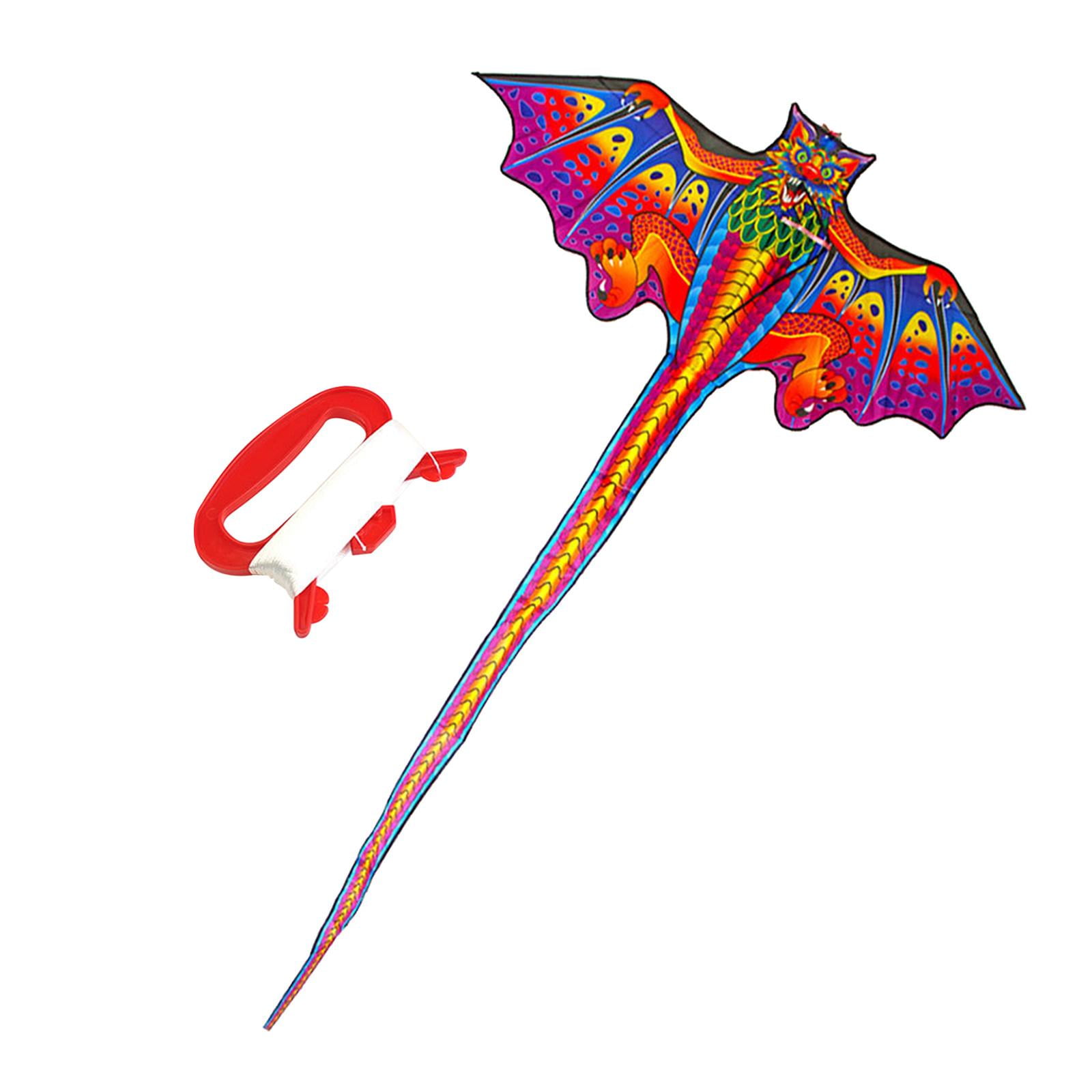 Wswqop 3D Dragon Kite Large Animal Huge Wingspan for Kids Adults with Flying Tools Long Red and 100m Line