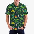 thumbnail image 2 of Balery Dinosaurs and Tropical Leaves and Flowers Printed Men’s Short Sleeve Polo Shirt, Midweight Men's Shirt,Golf Polo shirts -XX-Large, 2 of 8