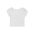 thumbnail image 4 of Michellecmm Women's Lace Trim Cropped Tops Short Sleeve Sweetheart Neck Mini Bow Front Sweet Slim T-Shirt, 4 of 10