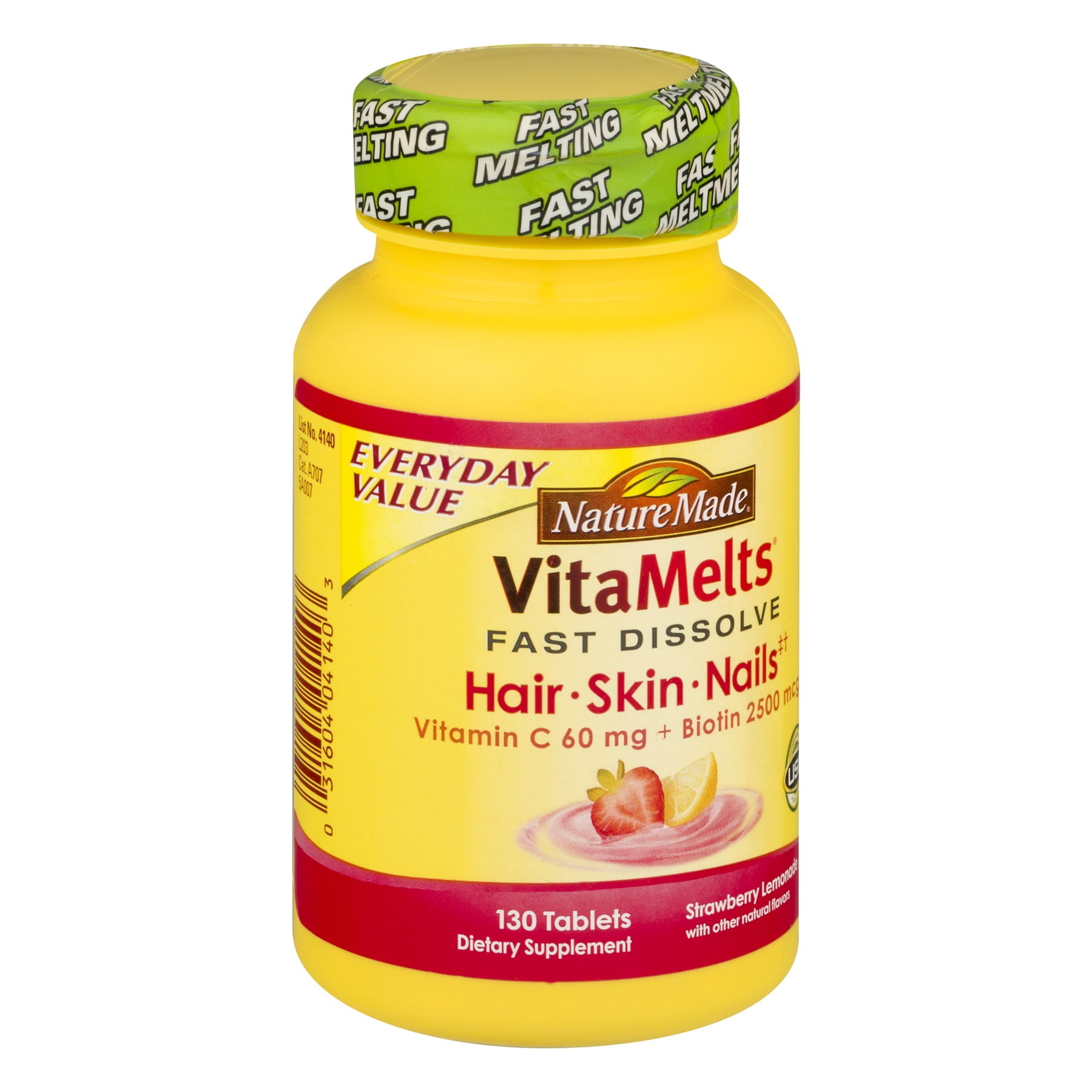 Nature Made Vitamelts Hair Skin Nails Fast Dissolve Tablets 130 Nature Made Vitamelts Hair Skin Nails Fast Dissolve Tablets 130 Ct