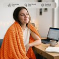 thumbnail image 3 of Utopia Bedding Fluffy Striped Fleece Blanket Burnt Orange Throw, 50x60 Inch Warm, Lightweight, Ribbed, Soft, Cozy, Bed, Sofa, Chair, Home Decor, Gift, 3 of 5