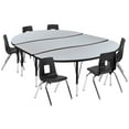 thumbnail image 2 of Emma + Oliver 86" Oval Wave Activity Table Set with 14" Student Stack Chairs, Grey/Black, 2 of 15
