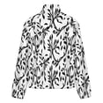 thumbnail image 6 of Jackets for Women Winter Coat Jackets Flannel Stand Collar Jacket(Black White Floral Seamless Pattern,Size:S-4XL), 6 of 7