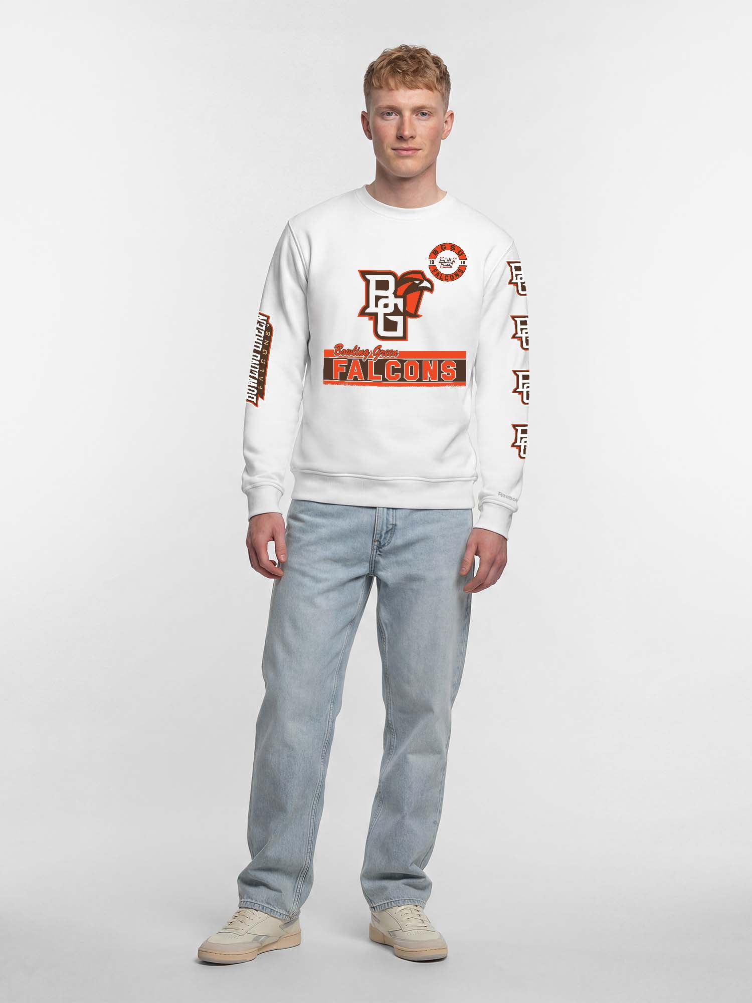 Bowling Green State Falcons Reebok Mens White Crew Sweatshirt