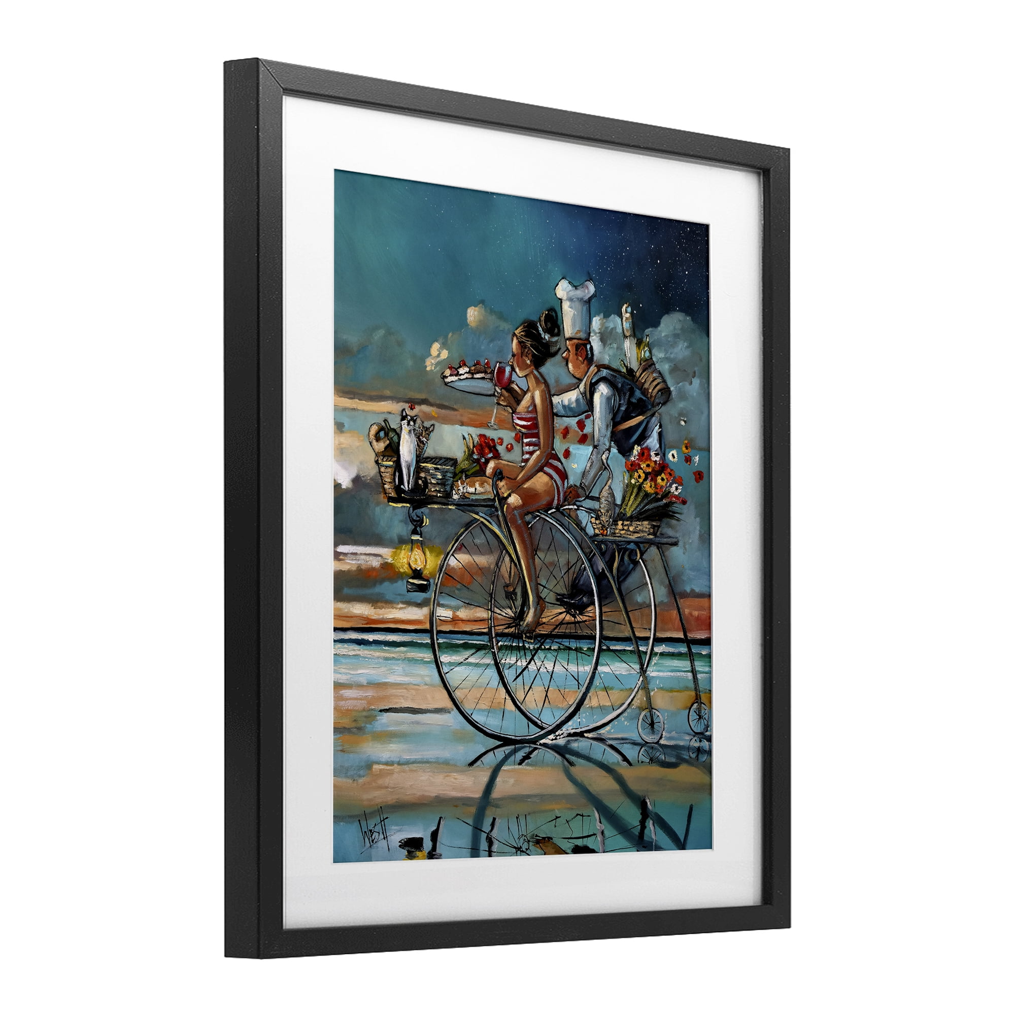 Stupell Industries Zaan's Dream Seaside Bicycle Ride Black Framed Print Under Glass, design by Ronald West