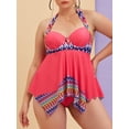 thumbnail image 1 of Talla grande Halter Geo Imprimir Push Up Tankini Swimwear Rosegal Vestidos casuales de talla grande, 1 of 5