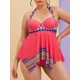 thumbnail image 1 of Talla grande Halter Geo Imprimir Push Up Tankini Swimwear Rosegal Vestidos casuales de talla grande, 1 of 5