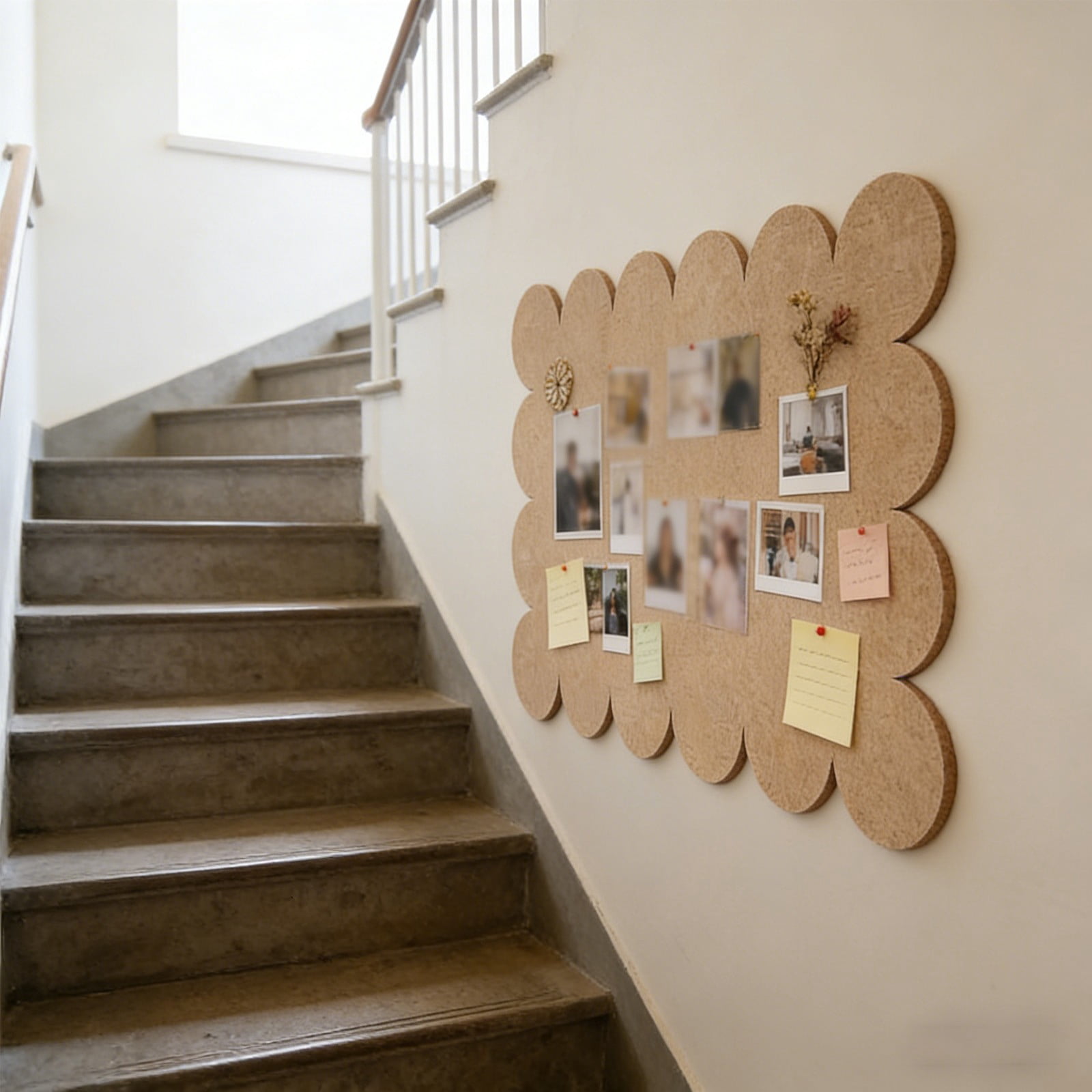 Scalloped Border Fabric Bulletin Board Rectangular Note Board Peel And Stick No Nails Photo Board For Bedroom Office Kitchen Wall Decoration Memo Board Decorative Board Home Office Wall Memo Board