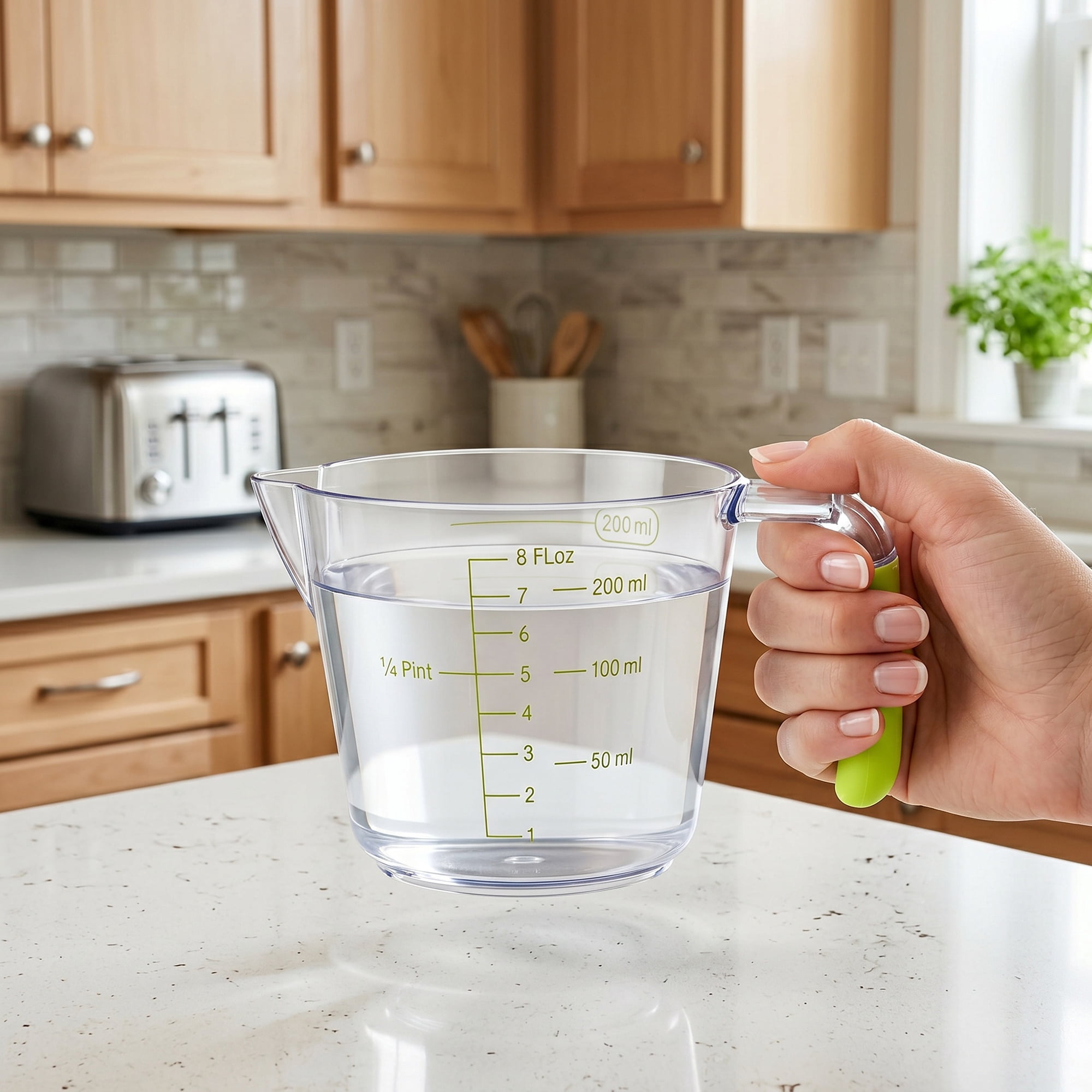 Unique Bargains Measuring Cup PS Material for Wet Ingredients Green 200ml
