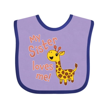 

Inktastic My Sister Loves me- cute giraffe Gift Baby Boy or Baby Girl Bib