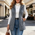thumbnail image 6 of Mifsaly Womens Quilted Vest Lapel Collar Sleeveless Jacket Lightweight Warm Casual Outerwear Open Front Layering Coat for Work Travel Everyday Fall Winter Dark Gray,XXXL, 6 of 7
