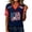 Navy, variant on Usa Soccer Jersey for Women Color Block V Neck Raglan Soccer Shirt Short Sleeve Summer Graphic Tees, Navy XXXL