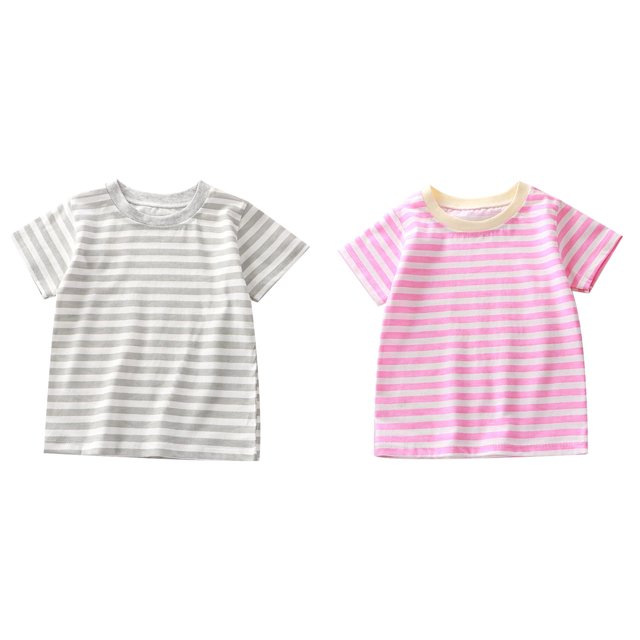 (2-Pack) Rinsvye Kids Striped Short Sleeve T Shirt Unisex Design Top And Girls Basic Yet Stylish Item For Wardrobe Layering Or Standalone Wear Soft Comfortable Fit