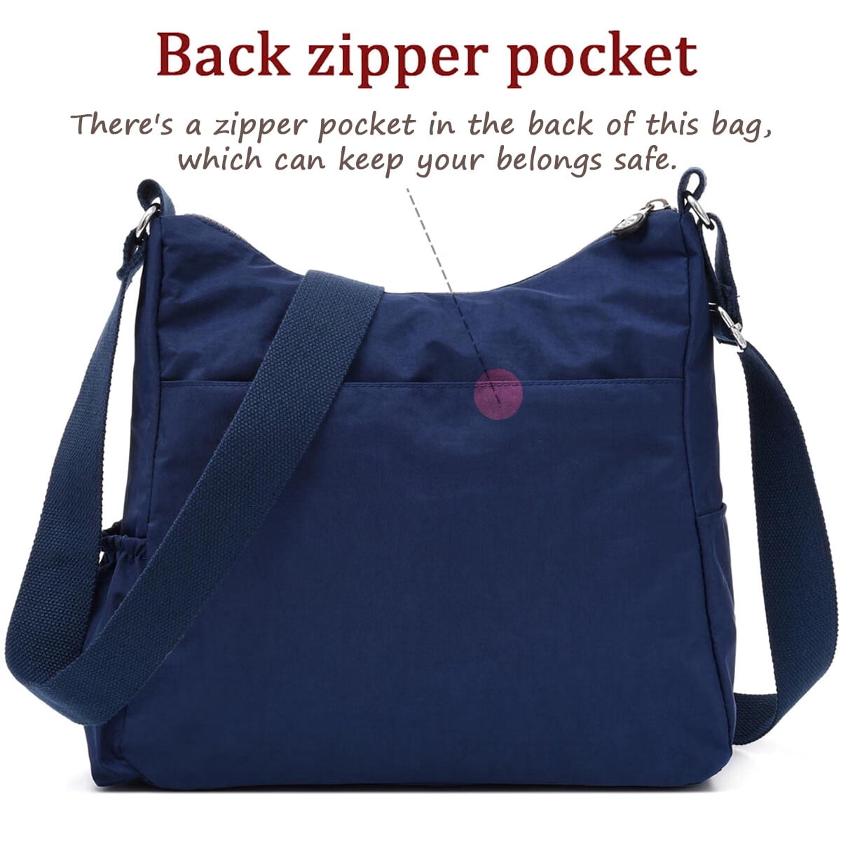 AOUNQ Crossbody Bags for Women Waterproof Hobo Purse Handbag Multi-Pocket Shoulder Bag Nylon Travel Messenger Bag,Blue