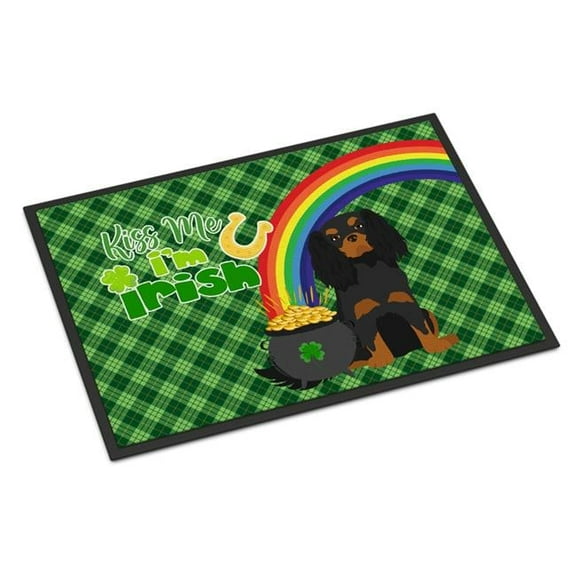 Black and Tan Cavalier Spaniel St. Patrick's Day Indoor or Outdoor Mat 24x36 36 in x 24 in