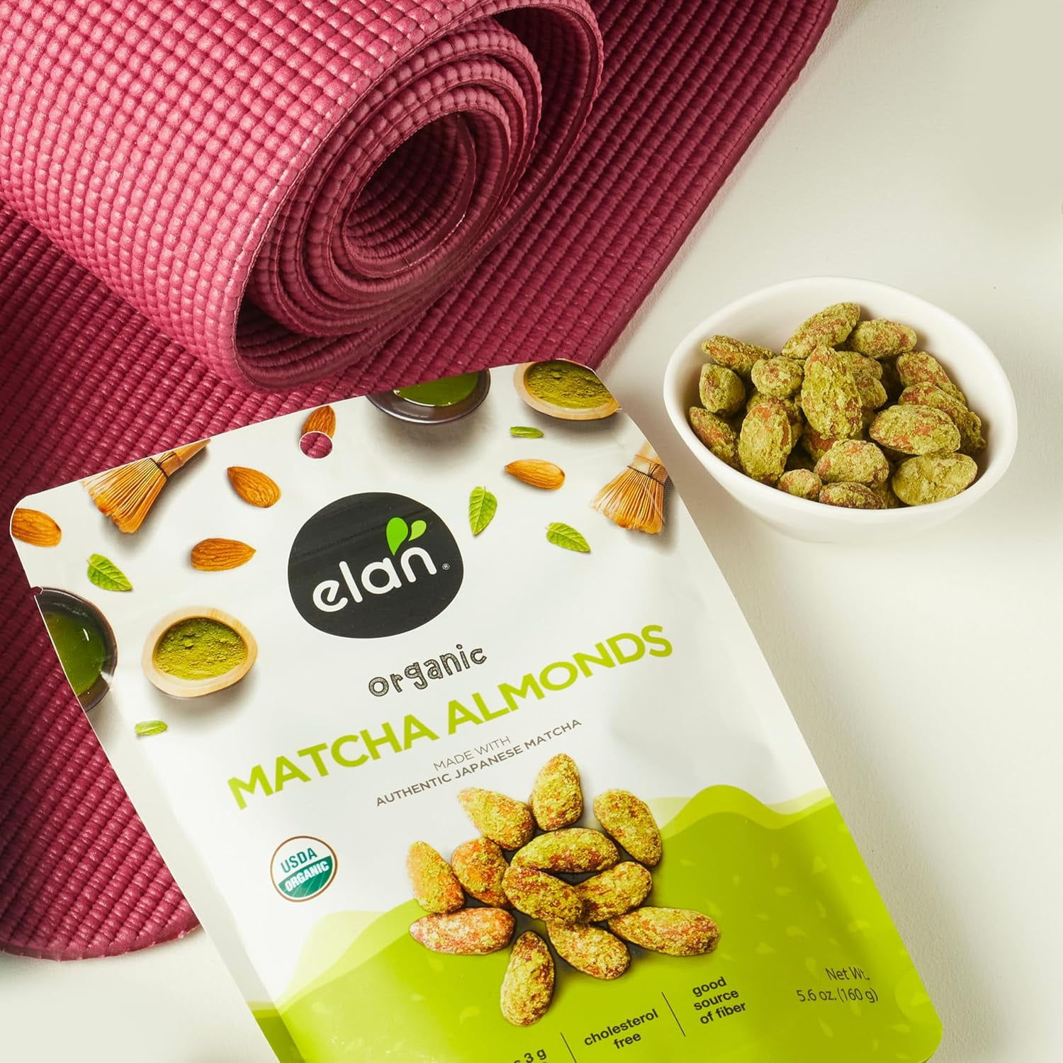 (Pack Of 8) Elan Almonds Matcha Organic 5.6 Oz
