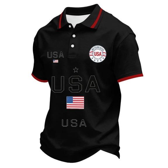Dwelliawo Men's 250th Anniversary Usa Polo Shirt American Flag Patriotic Patriotic Short Sleeve Shirts 250 Anniversary Usa Freedom Shirt Polo Tee Black M