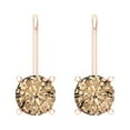 thumbnail image 3 of 2 Ct Round Cut Drop Dangle Yellow Moissanite 18K Rose Solid Solid Gold Everyday Dainty Earrings Lever Back, 3 of 7