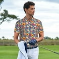 thumbnail image 3 of Rateoe Skull sunflower daisy Pattern Men's Short Sleeve Polo Shirts, Golf Polo Shirts Short Sleeve Performance Moisture Wicking Dry-X-Large, 3 of 6