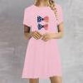 thumbnail image 1 of RT5YKing Robe Décontractée Mode Printemps Été Jour de l'Indépendance Manches Courtes Col Rond Mi-Mollet Robes pour Femmes 2023, 1 of 5