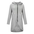 thumbnail image 4 of Mgmyaa Women's Plus Size Hooded Long Jacket Zip Up Long Sleeve High-Low Casual Outerwear Pocket Jacket, 4 of 8