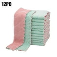 thumbnail image 1 of Juego de 12 paños de cocina y trapos de cocina. Paños de cocina de terciopelo coral superabsorbentes, antiadherentes, lavables con aceite y de secado rápido (rosa y verde)., 1 of 8