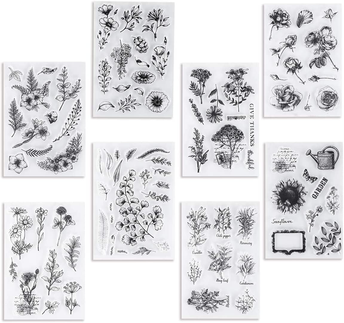 DIY Grass & Flower Transparent Silicone Clear Rubber Stamp Sheet Cling Scrapbook 