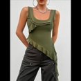 thumbnail image 4 of Top Corto Y2K para Mujer, para Salir, de Verano, Sin Mangas, Asimétrico, de , Ajustado, para Fiesta. Verde XL, 4 of 7