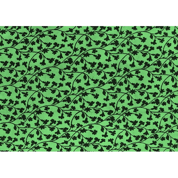Ahgly Company Indoor Rectangle Oriental Emerald Green Industrial Area Rugs, 4' x 6'