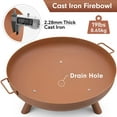 thumbnail image 3 of BEAU JARDIN Fire Pit Outdoor Wood Burning Fire Bowl 28in with A Drain Hole Fireplace Extra Deep Large Round Cast Iron Outside Backyard Deck Camping Beach Heavy Duty Metal Grate Rustproof Bronze, 3 of 8