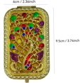thumbnail image 2 of ZHU YU CHUN 1PC Vintage Spread The Wings Peacock Pattern Cosmetic Makeup Pocket Purse Magnification Jewel Mirror （Rectangle）, 2 of 3