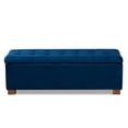 thumbnail image 4 of Bowery Hill Banc Ottoman de Rangement Rembourré en Velours Bleu Marine, 4 of 11