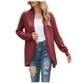 thumbnail image 2 of Lilgiuy Women's Autumn And Winter Solid Color Long Sleeve Cardigan Knitted Sweater Warm Jacket Wine，6 Dresses for 2022, 2 of 5