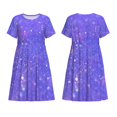 thumbnail image 3 of Bixox Robe d'Été à Manches Courtes pour Femmes Robe Ample Longueur Genou avec Poches-Pailleté Violet, 3 of 7