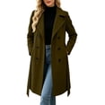 thumbnail image 2 of Vixolx Womens Long Pea Coat Classic Notched Lapel Double Breasted Wool Blend Coat with Tie Belt Side Pockets Winter Casual Office Warm Outerwear, 2 of 8