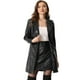 thumbnail image 1 of Abrigo de Cuero Sintética para Mujer con Solapa y Botones Steampunk PU Outwear Negro XS, 1 of 2