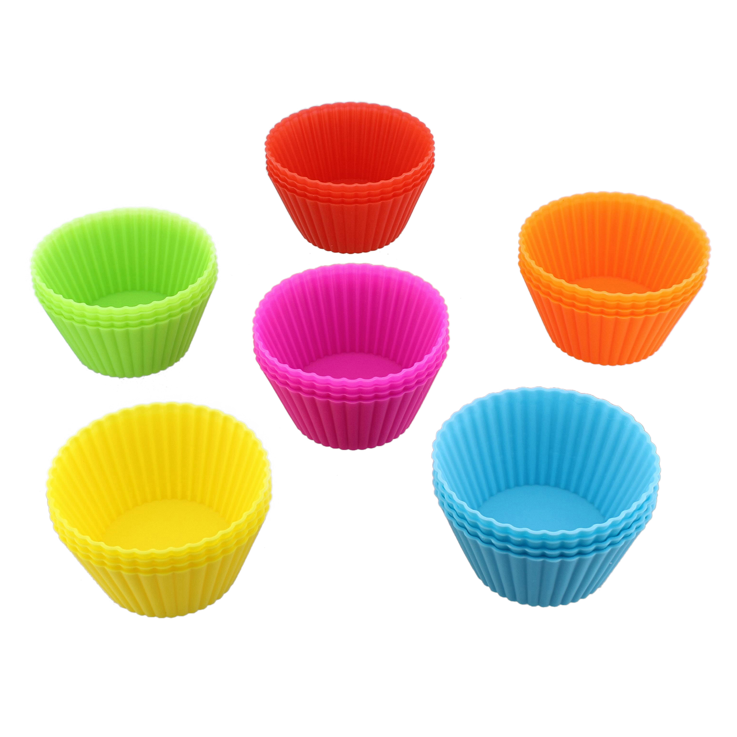 Silicone Cupcake Baking Cups Reusable Muffin Liners Small Bicolor Set – 7  Penn