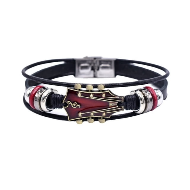 Alloy Music Guitar Leather Bracelet