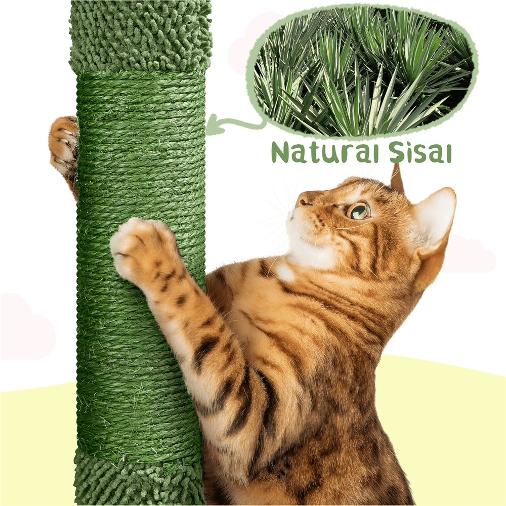 Alden Design 68.5'' Oasis-themed Multilevel Cat Tree with 3 Perches, Green