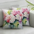 thumbnail image 2 of Nawypu  Floral Throw Pillow Cushion Cover, Hydrangea Flower Bouquet in Watercolor Blossoms Botany Petals Image, Decorative Square Accent Pillow Case, Forest Green Yellow Pink 2pcs, 2 of 6