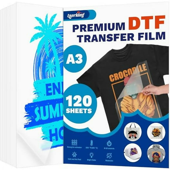 DTF Transfer Film A3 (11.7x16.5in) - 120 Sheets: Elevate Your Printing Projects with Double-Sided Matte PET Sublimation Thermal Transfer Film for Precision and Brilliance