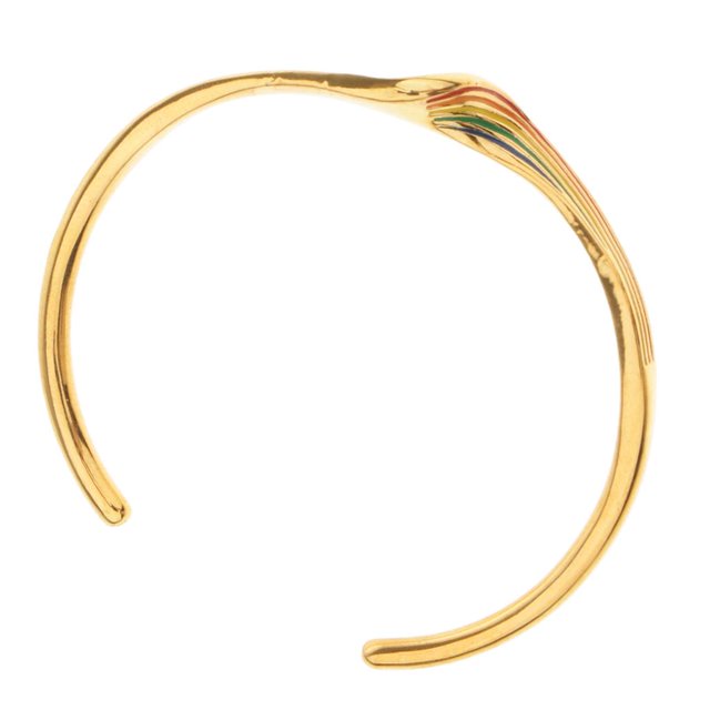 Brazalete Abierto de Forma de Material de Latón, 5 Colores Opcionales Gold-Rainbow