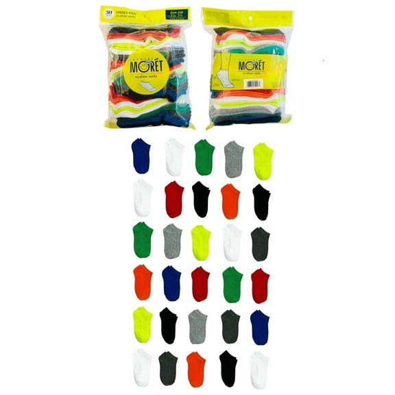 Jacques Moret Kid's No-Show Socks, 30-Pack, Size 7.5-3.5