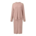 thumbnail image 4 of SRZYMJ Women's Cable Knit Long Skirt 2 Piece Outfit Oversized Pullover Sweater Top and Long Pencil Skirt Sets, 4 of 5